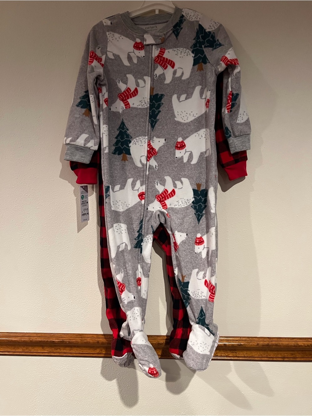 Carter's set of 2 Footed One-Piece pajamas. Polar bear & moose